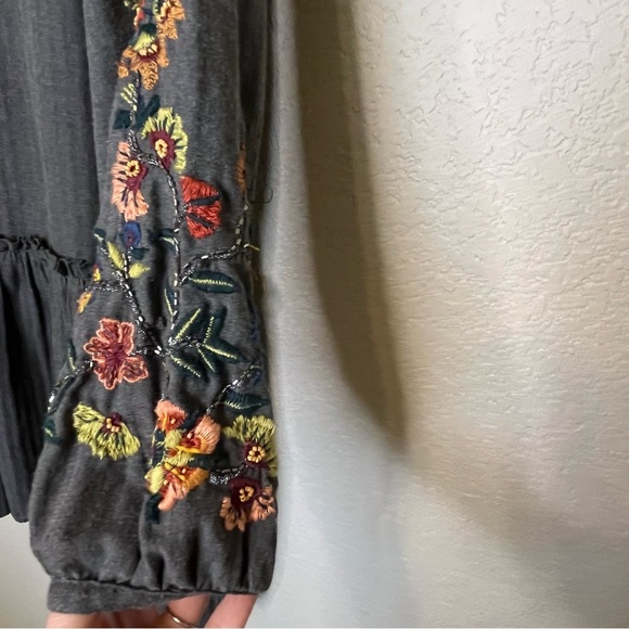 Zara Trafaluc Collection Embroidered Floral Gray Dress Size Large - Picture 4 of 14